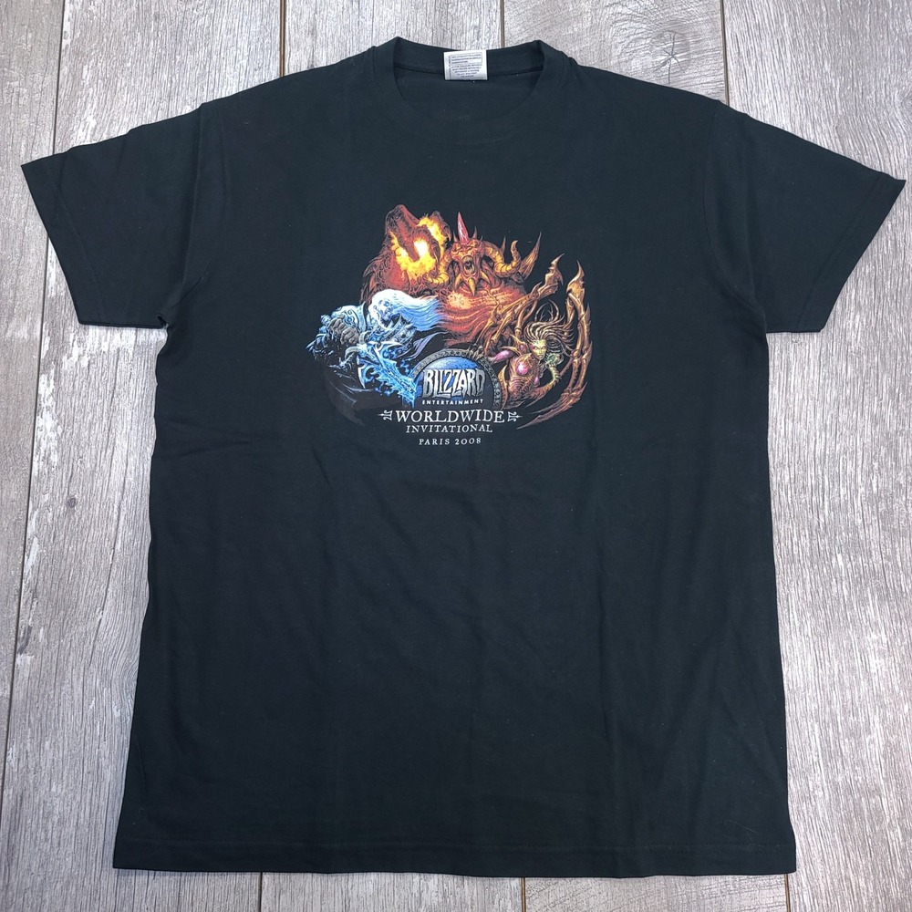 Blizzard T-Shirt Mens M Black Worldwide Invitational Paris 2008 Gaming Graphic